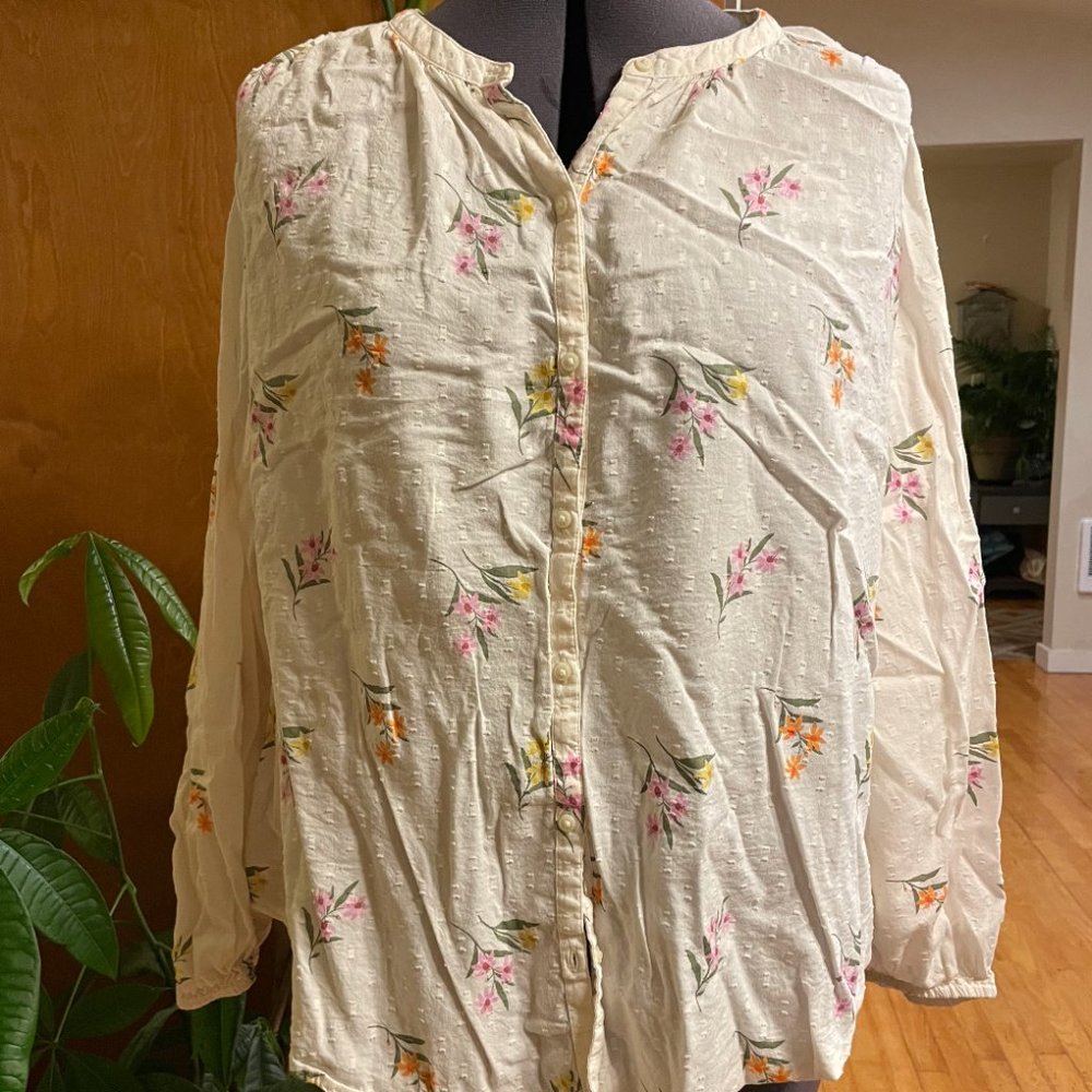 Old Navy floral blouse | L | cream